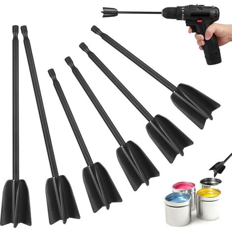 Lot de 6 mélangeurs époxy pour perceuse – Plastique renforcé – Agitation en spirale à 4 lames – Compatible tige hexagonale 6,35 mm (1/5)