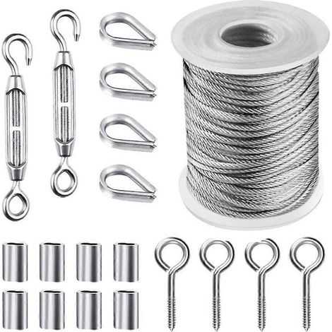 Kit de suspension pour lampe avec câble en acier inoxydable pour accrocher des tableaux et autres objets.-AquaForge (1/5)