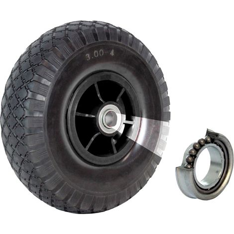 Sackkarrenrad Luftrad 260x85 mm 3.00-4 Bollerwagenrad, Ersatzrad, Nabenlänge 60 mm versetzt schwarz (1/5)