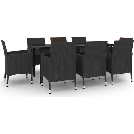 Maison Exclusive - Set da Pranzo da Giardino e Cuscini 9 pz in Polyrattan e Vetro