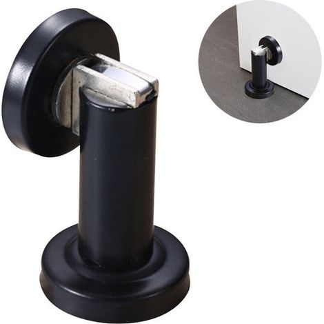 Fermaporta - Fermaporta magnetico - Ammortizzatore per porta - Nero - Acciaio inossidabile - Uso interno ed esterno - Montaggio a parete o a pavimento (1/5)