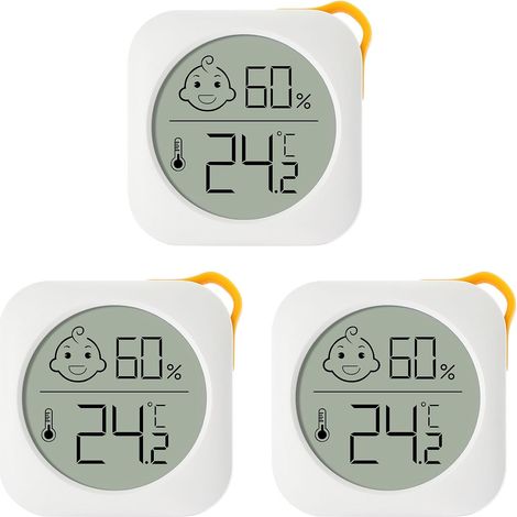 Indoor Thermometer Hygrometer, 3pc Mini High-Precision Digital Hygrometer, Temperature and Humidity Monitor for Home and Office Comfort, Reptile Thermometer (1/5)