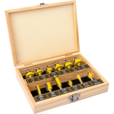 Steiner – Coffret de 12 fraises 8mm pour défonceuse – Tranchants en carbure de tungstène – Pour bois dur et teck – Tige en acier trempé (1/3)