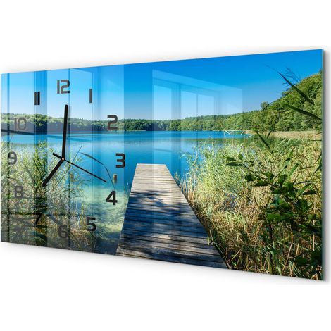 Horloge Murale Panoramique en Verre 60x30 cm Décorative Moderne Salon Cuisine Jetée sur le lac (1/5)