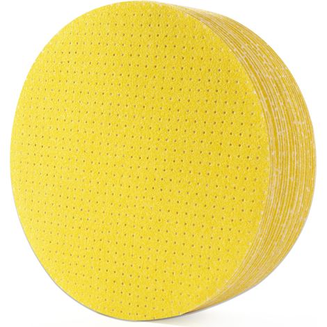 25 Pièces 225mm Disque Abrasif Grain 60 Pastilles Abrasives Papier de Verre Perforés Disques Abrasifs Pour Ponceuse Gypsière/Girafe de Ponçage/Ponceuse de Plafond (1/5)