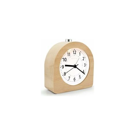 Sveglia mattutina a batteria con funzione snooze, sveglia da viaggio illuminata in legno, silenziosa, senza ticchettio, sveglia analogica, lancette con suono ascendente, allarme – legno chiaro - Crezu