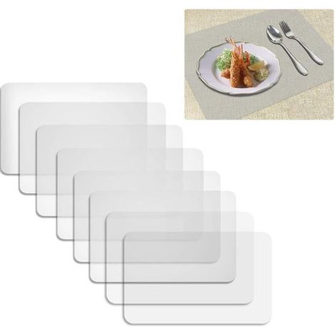 Sets de table transparents, dessous de verre, protège-tables, antidérapants, lot de 8, 43 x 28 cm, transparents (1/5)