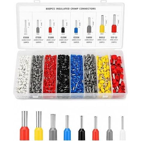 Electrical Crimp Terminals, 0.5-10mm² Electrical Insulated Terminals with Connectors, Crimping Pliers and Storage Box, Insulated Connectors for Wires (1/5)
