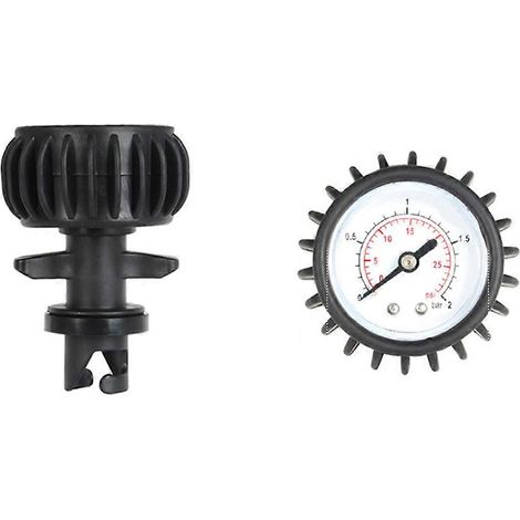 Manomètre et thermomètre à air 25 PSI pour bateau pneumatique, kayak, stand up paddle, planche de surf, connecteur de test de pression d'air, noir (1/4)