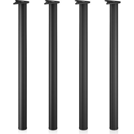 Wiltec – Lot de 4 pieds de table réglables en acier inoxydable – Hauteur 870 mm – Finition noire mate – Plaque de montage large pour installation rapide
