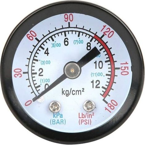 Manomètre à compresseur d'air, manomètre à air comprimé 0 180 PSI, 0 12 Bar, Appareil de Mesure de manomètre de diamètre 42 mm pour compresseurs à vis, compresseurs à Piston (1/5)