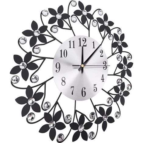 Dekorative Metallwanduhr, schwebendes Blumendesign, Zifferblatt aus Aluminium, geräuschlos, für Zuhause, Büro, Küche