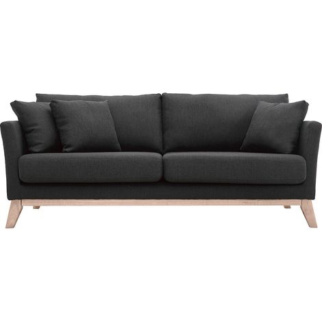 Divano scandinavo 3 posti grigio scuro piedi legno OSLO