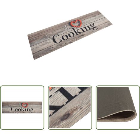 vidaXL Waschbarer Teppich - Küchenteppich Waschbar Cooking Grau 45x150 cm Samt (1/5)
