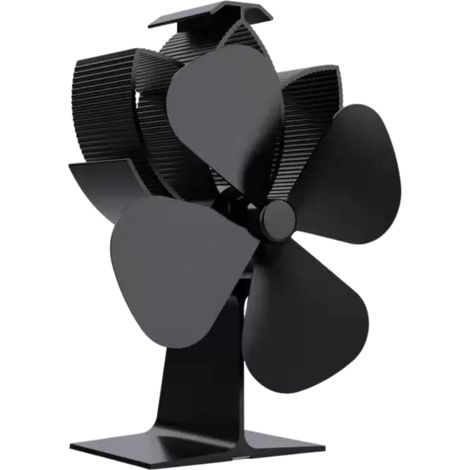 Ventilateur de cheminée à chaleur, ventilateur de poêle noir à 4 pales, silencieux, distribution efficace de la chaleur (1/5)