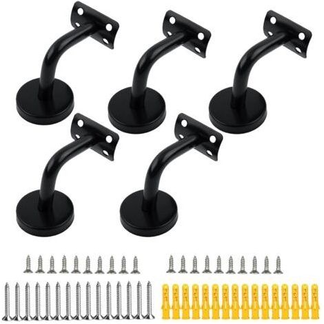Support de Main Courante,5PCS Acier Inoxydable Supports de Rampe Main Courante Supports Muraux,Utilisé pour le Support d'escalier de Main Courante d'escalier (Noir) (1/5)