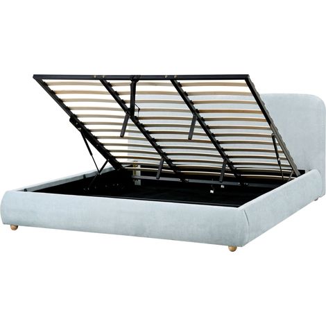 Bett mit Stauraum Stoff BLAGNAC 180 x 200 cm Hellblau