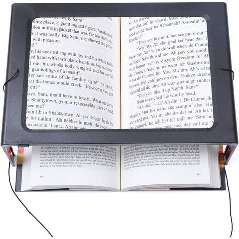 Loupe Rectangulaire Grand Format avec Lumière LED, Verre Optique 3x pour Lecture, Inspection de Bijoux et Loisirs Créatifs