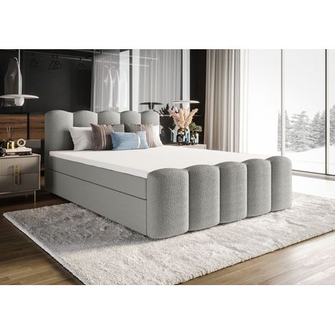 Lit Boxspring Quelle - Gris - 180x200 Cm - Lit Double - Lit Moderne - Matelas À Ressorts Bonnell (1/5)