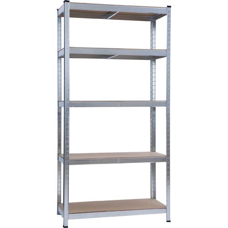 Scaffale 5 Ripiani in Acciaio Galvanizzato e MDF Fadi Silver
