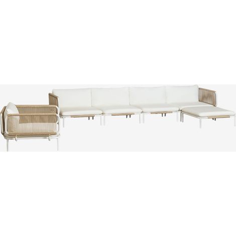 Set da giardino con divano modulare angolare a 4 pezzi con pouf e poltrona in acciaio Roubly SKLUM