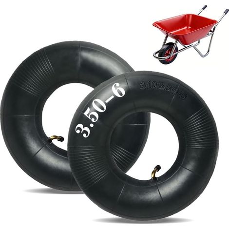 Wheelbarrow Inner Tube, 4.10/3.50-6 Pneumatic Wheel Replacement Tire with Strong Load Capacity, Curved Valve Stem Inner Tube for Wheelbarrow, Mower, Hand Trolley (1/5)