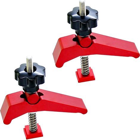 2pcs Pince de Maintien en Métal T Track Clamp Collier de Serrage Rapide Jeu de Pinces de Maintien à Action Rapide pour T-slot T-track Outil à Bois (1/5)