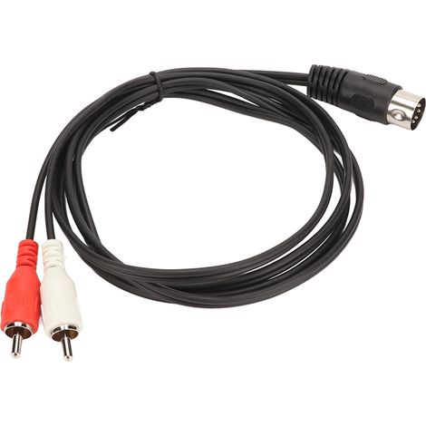 Câble DIN mâle 5 broches vers 2 RCA mâles avec gaine PVC, câble de connexion audio 2 RCA vers DIN pour lecteur CD, magnétoscope, DVD, phono et lecteur DVD. (1/5)