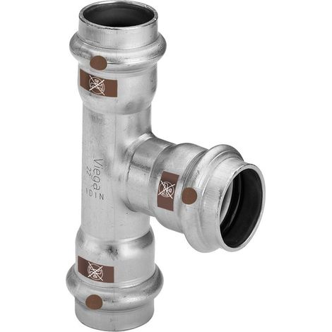 Viega Temponox T-Stück 810252 15 x 18 x 15 mm, Stahl, nicht rostend, mit SC-Contur (1/2)