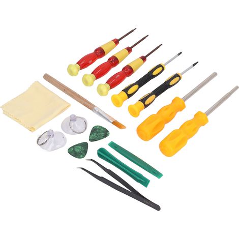 17-teiliges Reparaturset für Switch, 3DS und 2DS: Schraubendreher, Hebelwerkzeug, Saugnapf, Reinigungsbürste, Joystick (1/5)