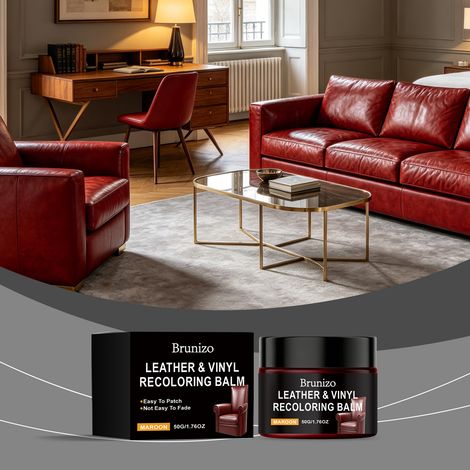 Burgunderfarbene Lederpflegecreme, ideal zum Auffrischen und Erhalten des Glanzes von Ledermöbeln für die tägliche Anwendung geeignet – 50 g (1/5)