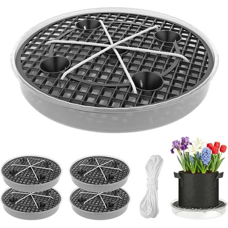 Lot de 4 soucoupes en tissu à arrosage automatique - Pieds pour pot de fleurs extérieur - Pot de fleurs auto-arrosant - Pour l'intérieur - Bonsaï extérieur - 30 cm (1/5)