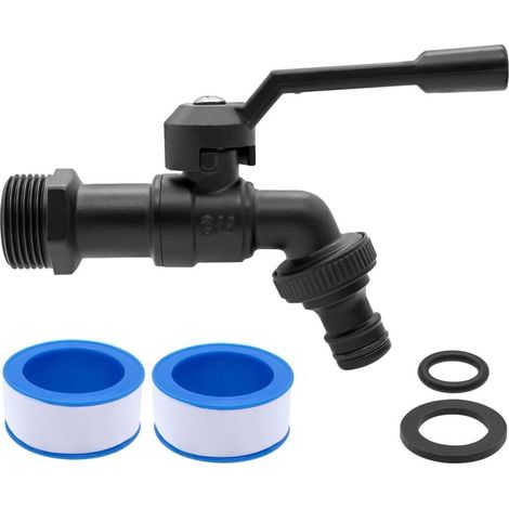 3/4"-Gartenarmatur aus Messing – Frostbeständig bis 20 °C – Hitzebeständig bis 120 °C – Mit Schlauchanschlüssen – Schwarz (1/4)