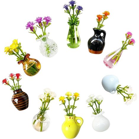 Aimants Vase pour frigo 10 Pièces Pots De Fleurs Amusants  Aimants Mini Vases Pour Réfrigérateur pour Maison Bureau Salle de Classe Tableau Blanc Casier Fête Crémaillère (1/5)