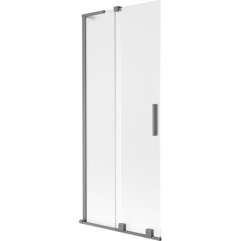 Mexen Velar L Duschabtrennung zur Badewanne, 2-flügelig verschiebbar, 80 x 150 cm, matt, Gunmetal - 896-080-003-31-95 (1/2)
