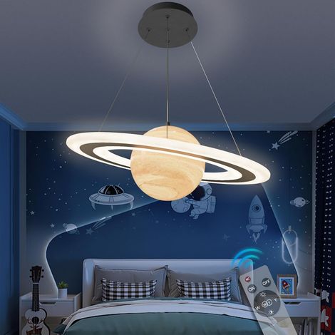 Lustre Enfant Planète LED Dimmable, Hauteur Réglable, Ø50cm (1/5)