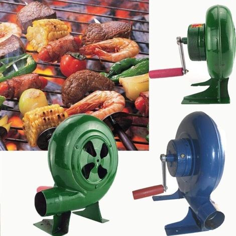 Bardusch - Ventilatore per barbecue a manovella, ventilatore manuale per forgia, ventilatore per barbecue con accendi-carbone, ventilatore verde (1/3)
