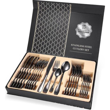 24-teiliges Besteckset aus schwarzem Edelstahl (1/5)