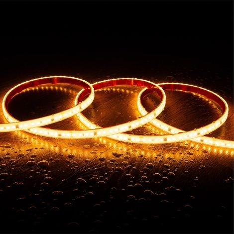 Ruban LED Dimmable 220V SMD Auto-redressement 120 LED/m BOBINE 50m 14W/m 1680lm/m SILICONE FLEX Largeur 12mm Coupe 10cm IP67 2200K Super chaud