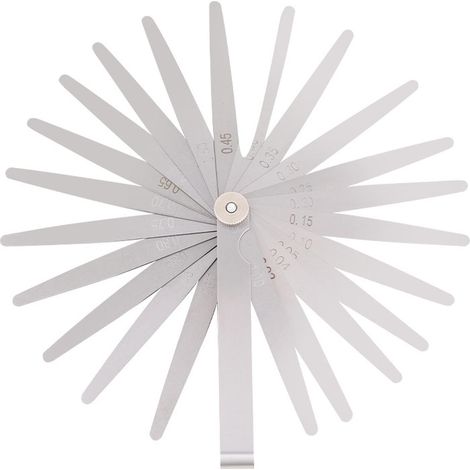 Espesores de precisión, 20 hojas sistema métrico, 0,05-1,0 mm, 100 mm de longitud Para medir el ancho Calibradores de precisión (1/4)