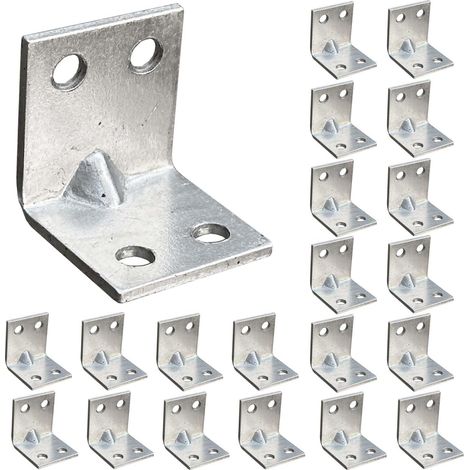 20 Équerres d'assemblage - Lot de 20 - Acier Galvanisé - Support Angle Droit 90° - Renfort Structurel Intérieur Extérieur - 20x20x20x1,5 mm (1/5)