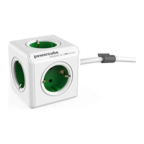 allocacoc PowerCube Erweitert, Mehrfachsteckdosendieb mit 5 würfelförmigen Steckdosen (weiß und grün) (1/3)