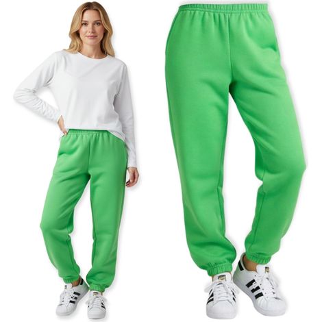 M Damen-Jogginghose für Jugendliche, gefüttert mit Flausch, Herbst/Winter, Grün (1/5)