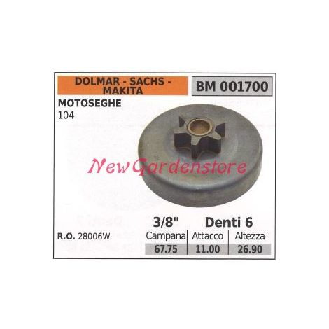 Ritzel DOLMAR Kettensägenmotor 104 3/8' Zähne 6 001700