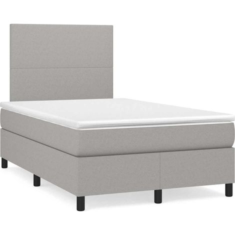 Cama box spring con colchón y LED tela gris claro 120x190 cm (1/5)