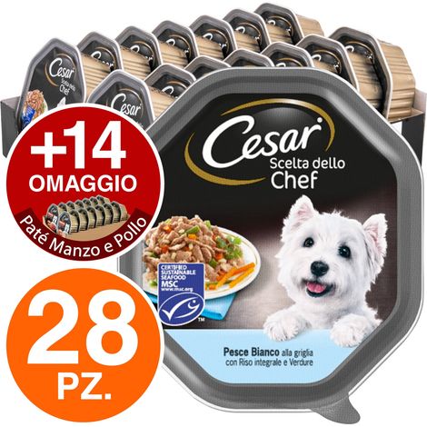 Cesar Dog Scelta dello Chef con Pesce Bianco e Riso Integrale - Cesar Dog Scelta dello Chef con Pesce Bianco e Riso Integrale - Vaschetta Da 150 Gr (1/4)
