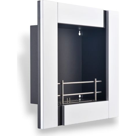Camino a bioetanolo 1,70 kw a sospensione da appendere con struttura in legno bianco Favignana (1/5)