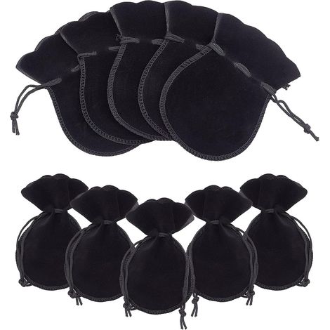 30 Stück 12x9cm Samtbeutel mit Kordelzug, schwarze Kürbis-Geschenkbeutel (1/5)