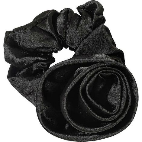 Chouchou élastique à cheveux avec décoration de rose, grand élastique en caoutchouc rose, chouchou pour cheveux de femme, support pour queue de cheval-Black (1/5)