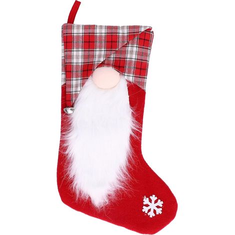 Bas De Noël, Ornement d'arbre De Noël, Sac Cadeau, Bas De Pendentif De Noël pour la Décoration De Fête à Domicile(Rouge) (1/5)